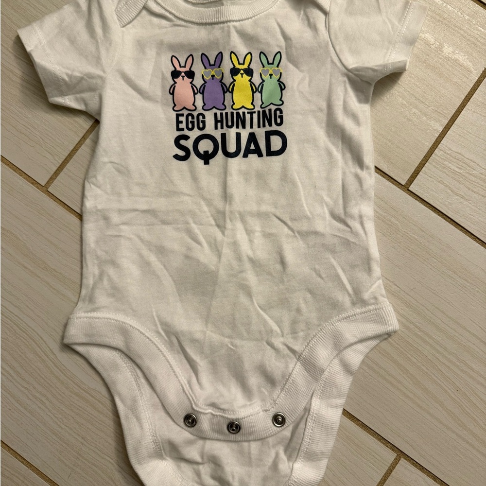 Egg Hunting Squad Easter White Baby Onesie